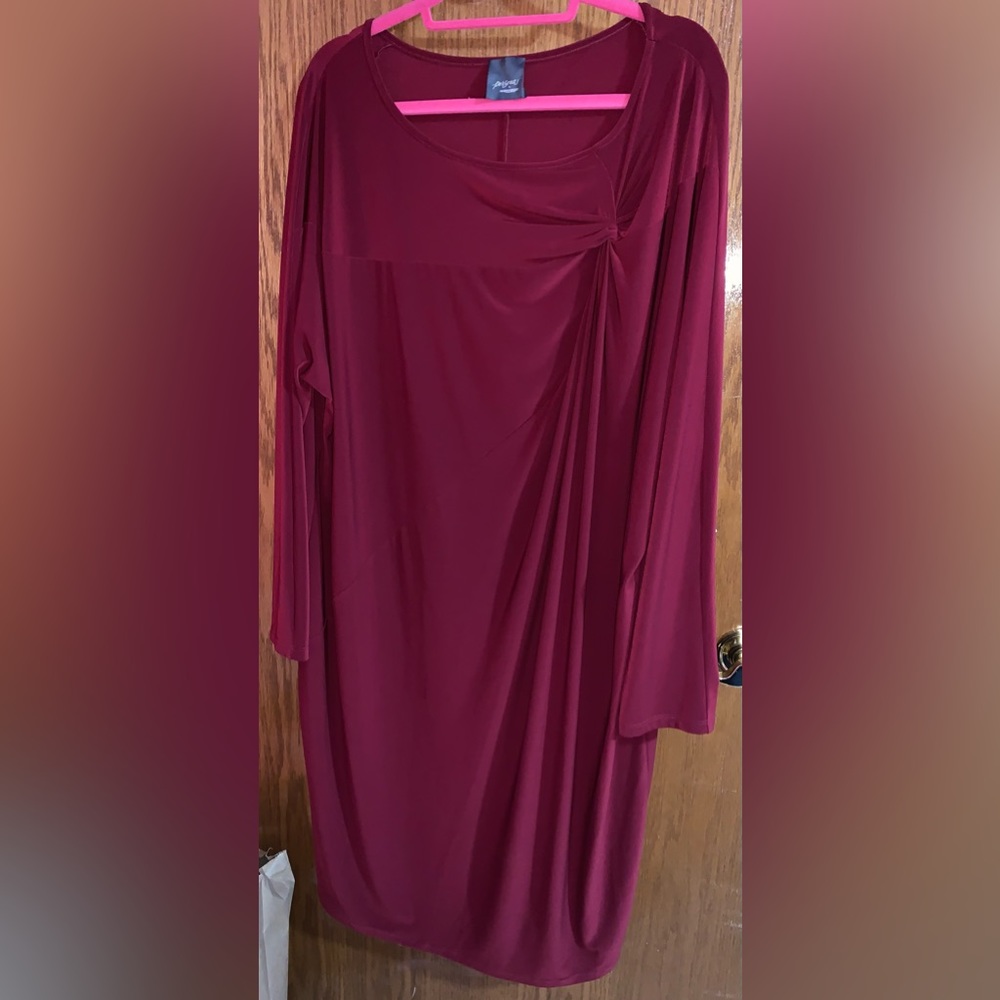 Persona by Marina Rinaldi. NWOT. maroon/deep wine color Jersey dress Size XL